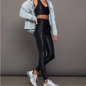 Carbon38 Black High-Waist Leopard-Print Leggings